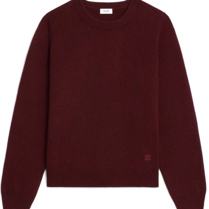 Celine - Burgundy Cashmere Sweater With Front Embroidered L - Größe M - rot Celine - Burgundy Cashmere Sweater With Front Embroidered L - Größe M - rot