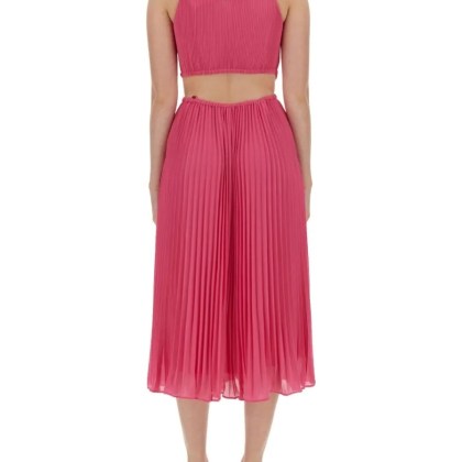 Michael Kors - Pleated Georgette Dress With Cut-Out Details - Größe L - pink – Bild 3