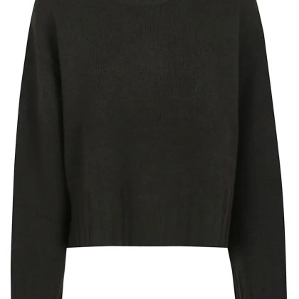 Allude - Cropped Black Sweater With Relaxed Fit - Größe M - schwarz Allude - Cropped Black Sweater With Relaxed Fit - Größe M - schwarz