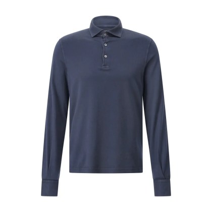 Fedeli - Langarm-Poloshirt aus Baumwolle - Größe 52 - blau Fedeli - Langarm-Poloshirt aus Baumwolle - Größe 52 - blau