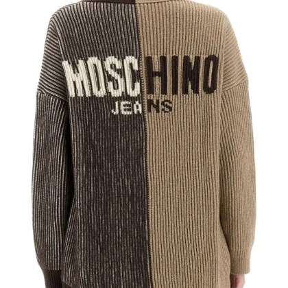 Moschino - Relaxed Fit Cardigan With Inlay Logo Design - Größe XS - braun – Bild 3