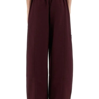 GANNI - Wide-Leg Twill Pants With Flap Pockets And Elastic - Größe 36 - rot – Bild 3