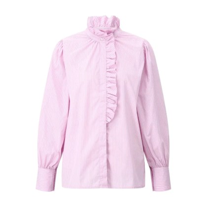 Emily can den Bergh - Gestreifte Hemdbluse mit Rüschen - Größe 34 - rosa Emily can den Bergh - Gestreifte Hemdbluse mit Rüschen - Größe 34 - rosa