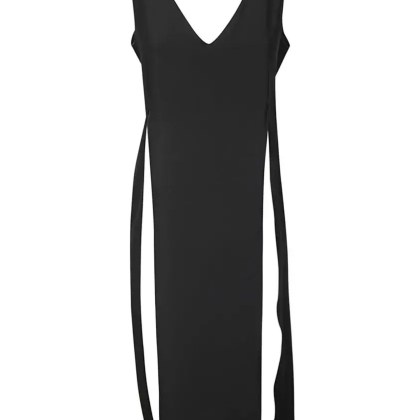STEFANO MORTARI - Fitted Midi Dress With V-Neck - Größe 42 - schwarz STEFANO MORTARI - Fitted Midi Dress With V-Neck - Größe 42 - schwarz