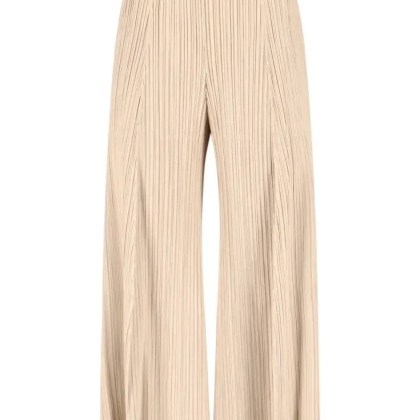 ISSEY MIYAKE PLEATS PLEASE - Wide-Leg Cropped Trousers In Finely Pleated Fabric - Größe III - beige ISSEY MIYAKE PLEATS PLEASE - Wide-Leg Cropped Trousers In Finely Pleated Fabric - Größe III - beige
