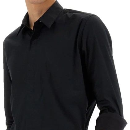 Pt Torino - Fitted Black Cotton Shirt - Größe 40 - schwarz – Bild 3