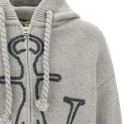 J.W.Anderson - Anchor Embroidery' Hoodie - Größe L - grau – Bild 3