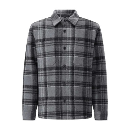 Vince - Check Overshirt Jacket With Fleece-Lined Interior - Größe L - grau Vince - Check Overshirt Jacket With Fleece-Lined Interior - Größe L - grau