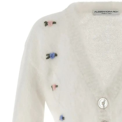 Alessandra Rich - 'Carded Mohair' Cardigan - Größe 42 - weiß – Bild 3