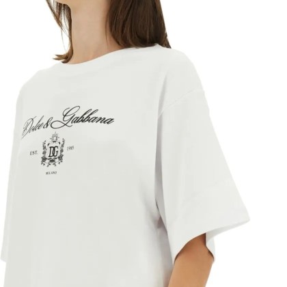 Dolce&Gabbana - T-Shirt With Lettering Logo - Größe 38 - weiß – Bild 2