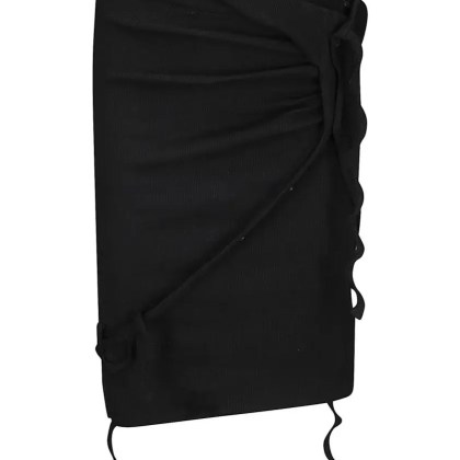 Ottolinger - Asymmetrical Ribbed Mini Skirt With Ruffle Detail - Größe S - schwarz Ottolinger - Asymmetrical Ribbed Mini Skirt With Ruffle Detail - Größe S - schwarz