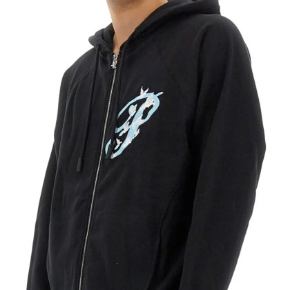 3.Paradis - Black Zip Sweatshirt With Graphic Design - Größe S - schwarz – Bild 2