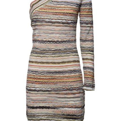 Missoni - One Shoulder Mini Dress In Orange Lamé Viscose - Größe 44 - bunt – Bild 2