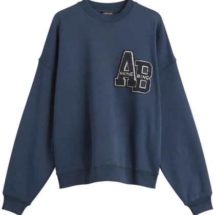 Anine Bing - sweater blauw logo - Größe M - blau Anine Bing - sweater blauw logo - Größe M - blau