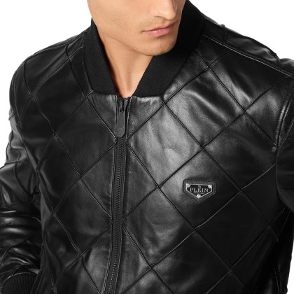 Philipp Plein - Leder-Bomber - Größe 3XL - schwarz – Bild 3