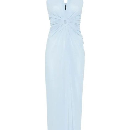 Fisico - Halterneck Open-Back Dress With Logo Patch - Größe S - blau Fisico - Halterneck Open-Back Dress With Logo Patch - Größe S - blau