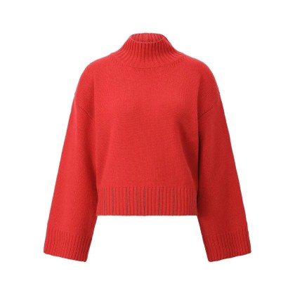 Fabiana Filippi - Strickpullover mit Stehkragen - Größe 34 - rot Fabiana Filippi - Strickpullover mit Stehkragen - Größe 34 - rot