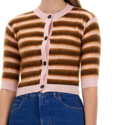 Marni - Cropped Cardigan With Playful Stripe Pattern - Größe 40 - multi – Bild 3