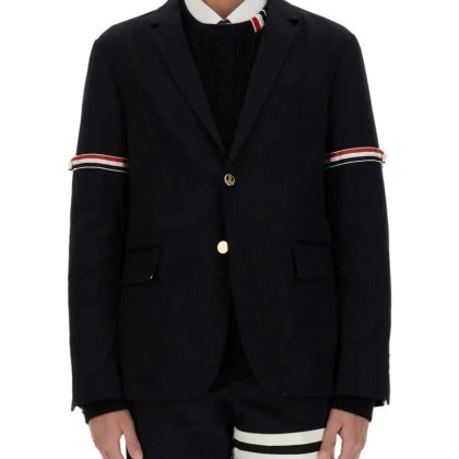Thom Browne - Single-Breasted Tailored Jacket With Striped Detai - Größe 4 - blau Thom Browne - Single-Breasted Tailored Jacket With Striped Detai - Größe 4 - blau