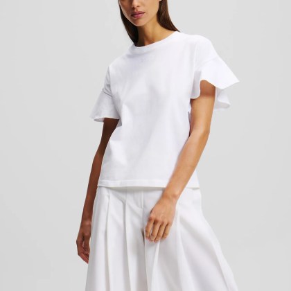 Karl Lagerfeld - T-SHIRT AUS STOFFMIX - Größe L - weiß – Bild 4