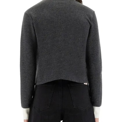 self-portrait - Cardigan With Contrasting Collar - Größe L - schwarz – Bild 3