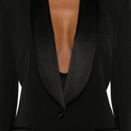 Dolce&Gabbana - Black Jacket With Deep V-Neckline And Satin Lapels - Größe 44 - schwarz – Bild 2