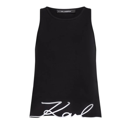 Karl Lagerfeld - TANKTOP MIT KARL SIGNATURE-STICKEREI AM SAUM - Größe M - schwarz Karl Lagerfeld - TANKTOP MIT KARL SIGNATURE-STICKEREI AM SAUM - Größe M - schwarz