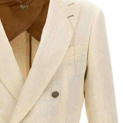MAURIZIO MIRI - Double-Breasted Blazer - Größe 54 - beige – Bild 3