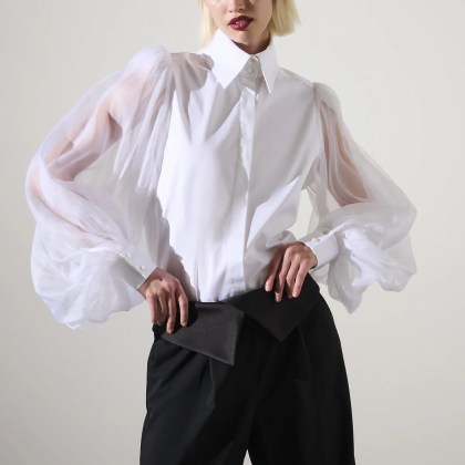 Karl Lagerfeld - KARL STUDIO HEMD MIT ÄRMELN AUS SEIDE - Größe 38 - weiß – Bild 4