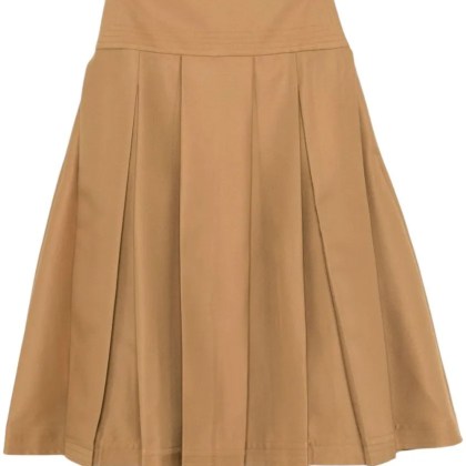 ABADIA - Brown Ochre Mid-Length Pleated Layan Skirt - Größe 4 - braun ABADIA - Brown Ochre Mid-Length Pleated Layan Skirt - Größe 4 - braun