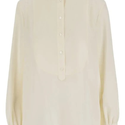 Chloé - Silk Shirt With Mandarin Collar - Größe 38 - beige Chloé - Silk Shirt With Mandarin Collar - Größe 38 - beige