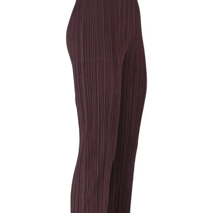 ISSEY MIYAKE PLEATS PLEASE - Pleated Brown Trousers With Cropped Cut - Größe IV - braun – Bild 4