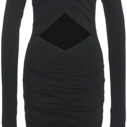 Thom Krom - Midi dress with cut-outs and turtleneck - Größe M - schwarz Thom Krom - Midi dress with cut-outs and turtleneck - Größe M - schwarz