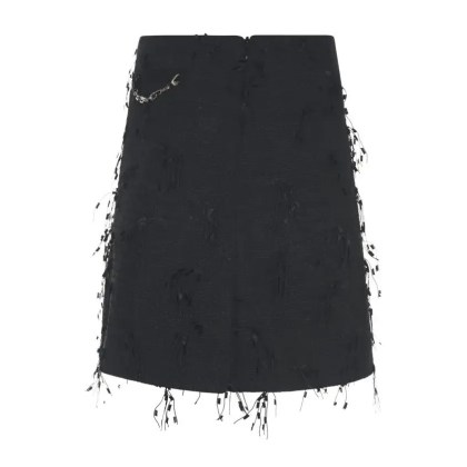 GANNI - Textured Black Skirt With Delicate Fringing - Größe 36 - schwarz – Bild 2