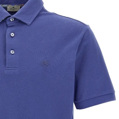 Etro - 'Pegaso' Polo Shirt - Größe M - blau – Bild 3