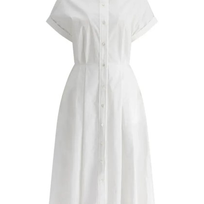 The Loom - Crisp White Midi Dress With Classic Shirt Collar - Größe L - weiß The Loom - Crisp White Midi Dress With Classic Shirt Collar - Größe L - weiß