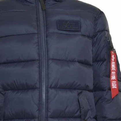 Alpha Industries - Short Blue Puffer Jacket - Größe S - blau – Bild 2