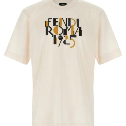 Fendi - %27 Roma 1925%27 Print T-Shirt - Größe XXL - beige Fendi - %27 Roma 1925%27 Print T-Shirt - Größe XXL - beige