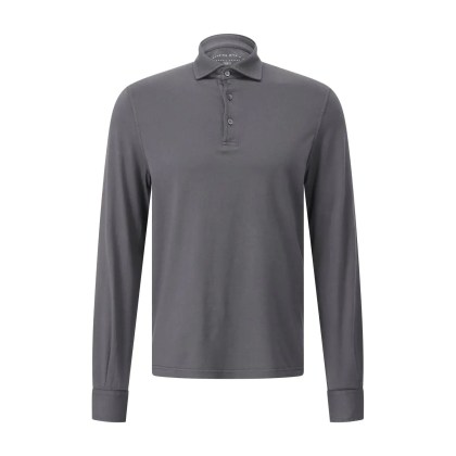 Fedeli - Langarm-Poloshirt aus Baumwolle - Größe 58 - dunkelgrau Fedeli - Langarm-Poloshirt aus Baumwolle - Größe 58 - dunkelgrau
