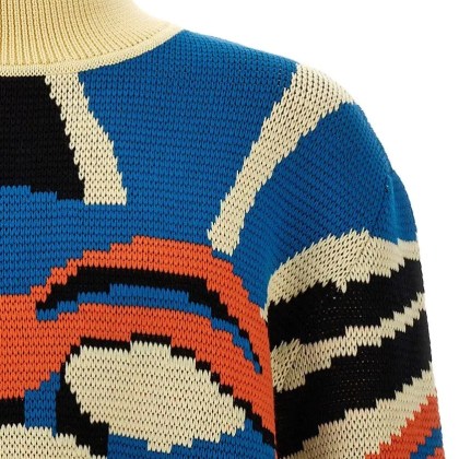 Blumarine - Jacquard Wool Sweater With High Neck And Textured - Größe M - bunt – Bild 3