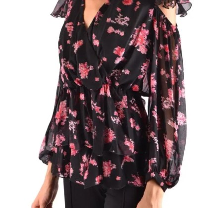 Pinko - Floral Print Black Sheer Blouse - Größe 40 - schwarz – Bild 4