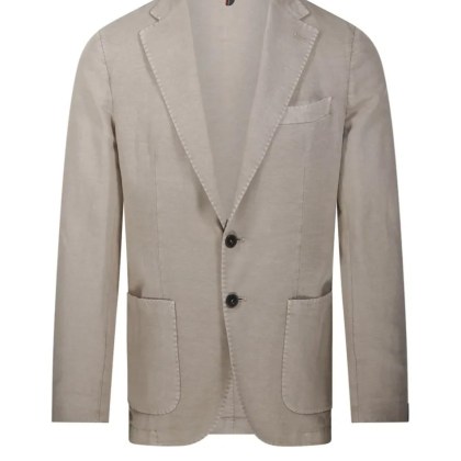 SANTANIELLO - Classic Tailored Jacket With Notched Lapel - Größe 52 - beige SANTANIELLO - Classic Tailored Jacket With Notched Lapel - Größe 52 - beige
