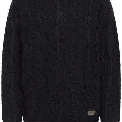 Carlo Colucci - Knit Sweater Plain Black - Größe S - schwarz Carlo Colucci - Knit Sweater Plain Black - Größe S - schwarz