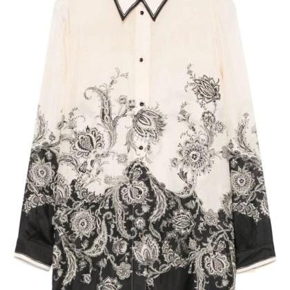 Zimmermann - White Floral And Paisley Print Shirt With Contrast - Größe 2 - beige Zimmermann - White Floral And Paisley Print Shirt With Contrast - Größe 2 - beige