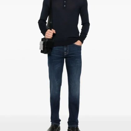 Seven for all Mankind - Dark Blue Straight Leg Jeans With Classic Five-Poc - Größe 40 - schwarz – Bild 3