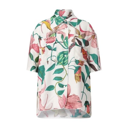 Lavi - Oversized Satinbluse Mida mit Muster - Größe XS - creme Lavi - Oversized Satinbluse Mida mit Muster - Größe XS - creme