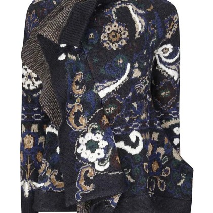 Sacai - Floral Jacquard Sweater - Größe 2 - blau Sacai - Floral Jacquard Sweater - Größe 2 - blau