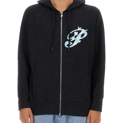 3.Paradis - Black Zip Sweatshirt With Graphic Design - Größe S - schwarz 3.Paradis - Black Zip Sweatshirt With Graphic Design - Größe S - schwarz