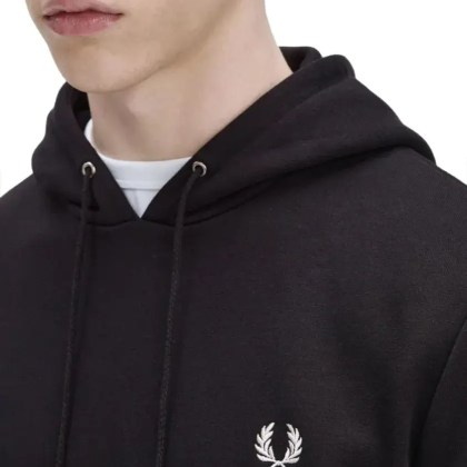 Fred Perry - Black Hoodie With Embroidered Laurel Wreath - Größe L - schwarz – Bild 3