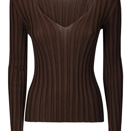 LUSSI - Ribbed Silk Long-Sleeved Sweater - Größe 1 - braun LUSSI - Ribbed Silk Long-Sleeved Sweater - Größe 1 - braun